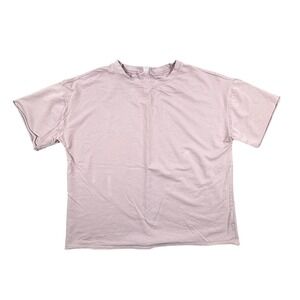 ELGOGY‎ Oversized Dusty Rose Cotton Polyester Blend T Shirt Womens XL Raw Hem
